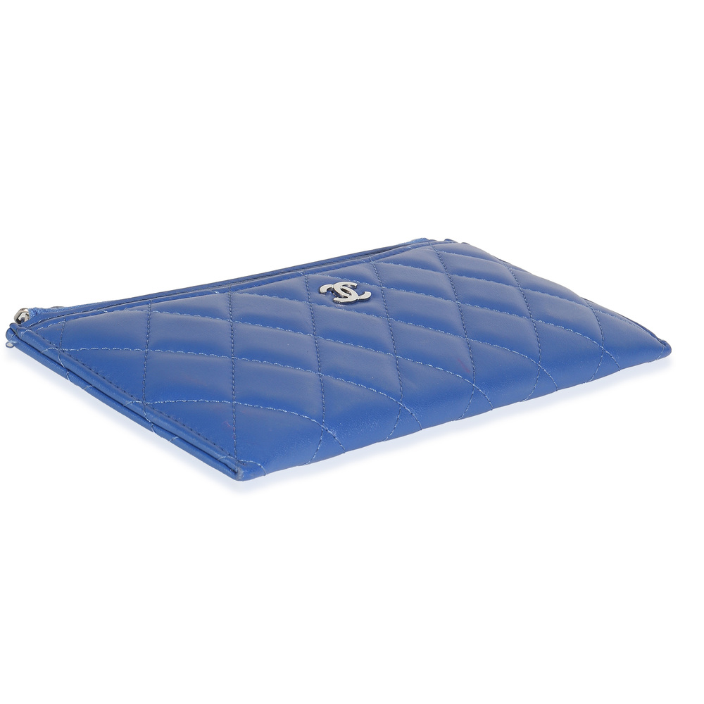 Chanel Navy Quilted Lambskin Classic Zip Pouch - Picture 7 of 8